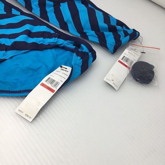 DKNY Striped Spliced Classic Bandeau Bikini Set D - Picture 5 of 7